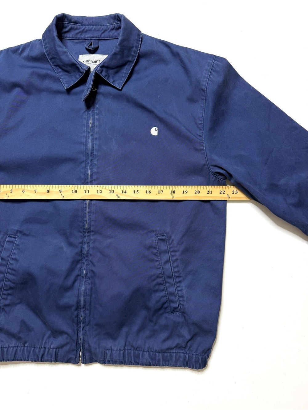 Carhartt WIP Cotton Madison Full Zip Jacket Mens Medium Navy Blue Embroidered - Picture 6 of 8